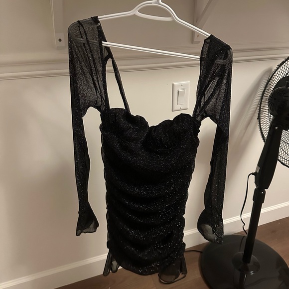 Sparkly Black Mini Dress - Picture 3 of 6